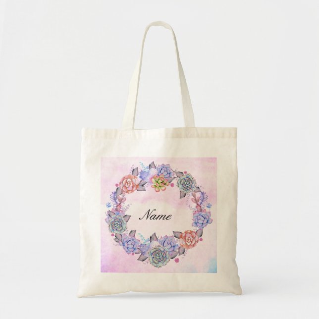 Tote Bag Guirlande chic de Succulents d'aquarelle (Devant)