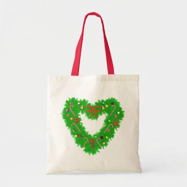 Tote Bag Guirlande de coeur de Noël (Devant)