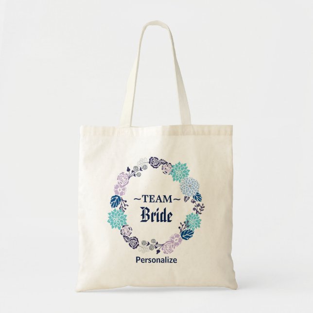Tote Bag Guirlande florale de mariage de bleu marine (Devant)