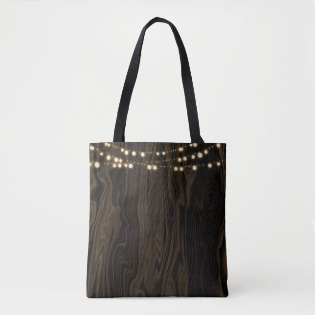 Tote Bag Guirlande lumineuse en bois brun rustique fantaisi (Devant)