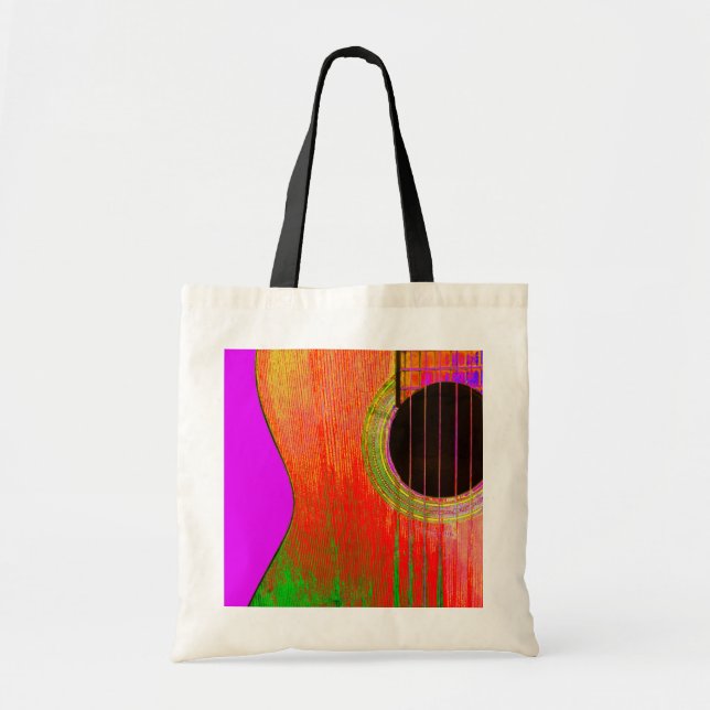 Tote Bag Guitare Abstraite violette et rouge (Devant)