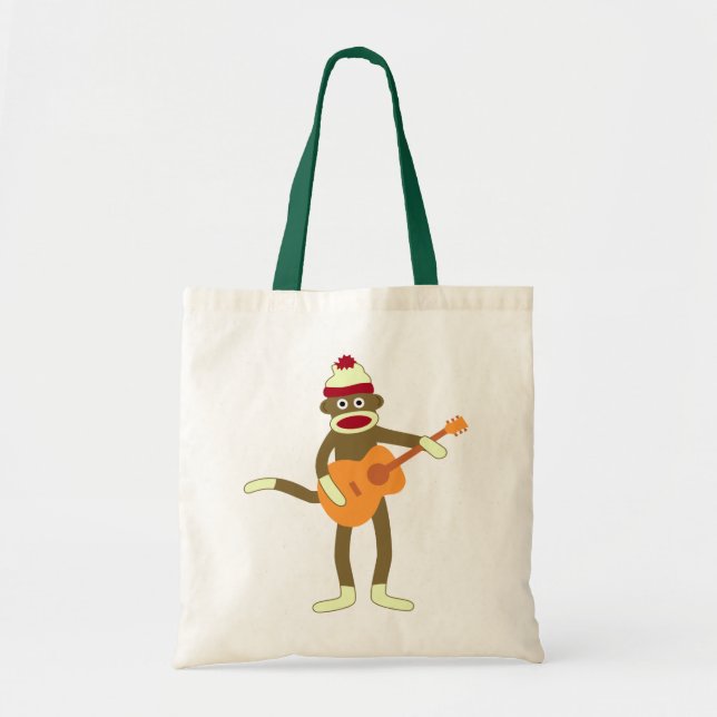 Tote Bag Guitare acoustique de singe de chaussette (Devant)