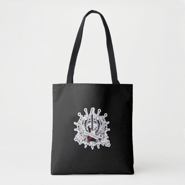 Tote Bag Guitare cool Née à Rock & Roll Rockabilly Music (Devant)
