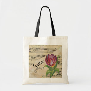 Tote Bag Guitare Elegant Tulip Partition Vintage