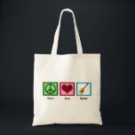 Tote Bag Guitare Peace Love<br><div class="desc">Un signe de paix,  un coeur et un design de guitare font un grand cadeau à quelqu'un dans un groupe.</div>