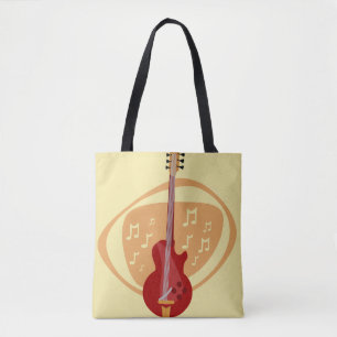 Tote Bag Guitare rouge rétro Cool