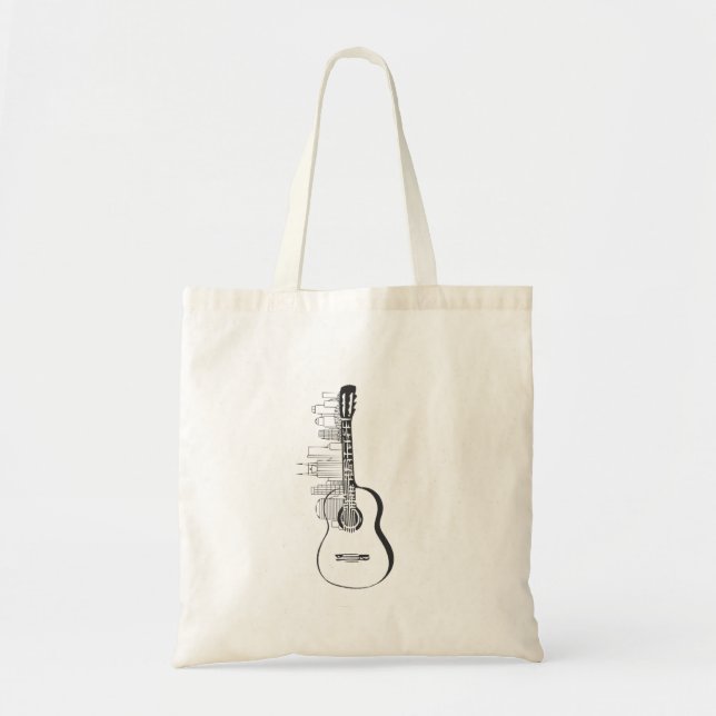 Tote Bag Guitare Skyline de Nashville (Devant)