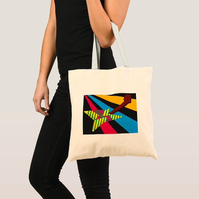 Tote Bag Guitare vibrante avec rayures géométriques (Créateur téléchargé)