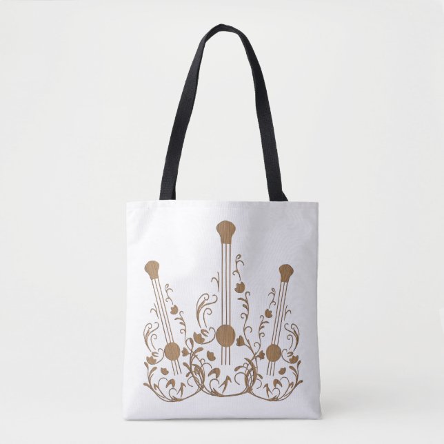 Tote Bag Guitares en bois sculpté (Devant)