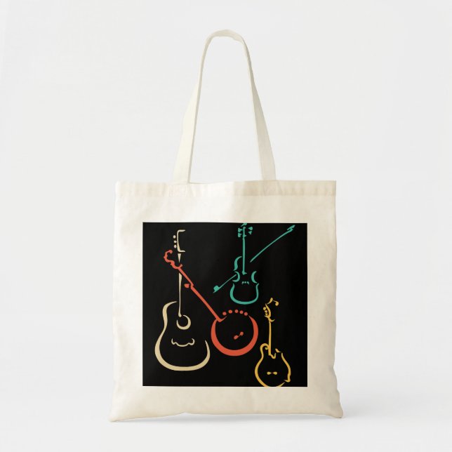 Tote Bag Guitariste Lover Guitariste Retro bluegrass mandol (Devant)
