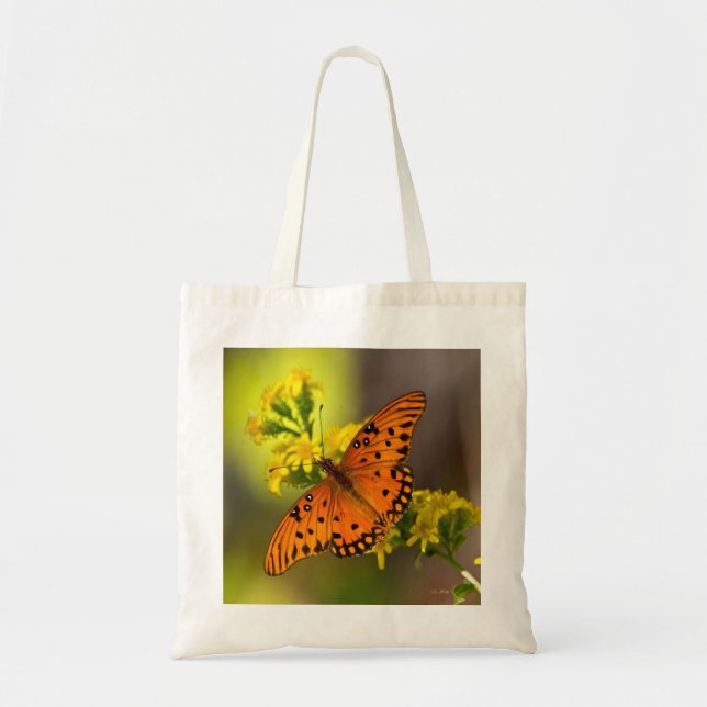 Tote Bag Gulf Fritillary aka Passion Butterfly on Goldenrod (Devant)
