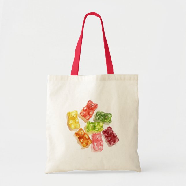 Tote Bag Gummy Bears Mint Pink Yellow Fruit Birthday (Devant)