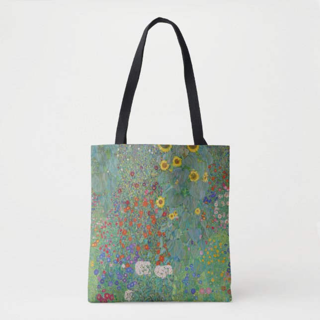 Tote Bag Gustav Klimt - Jardin de campagne avec tournesols (Devant)