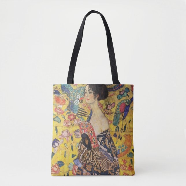 Tote Bag Gustav Klimt Lady With Fan Art Nouveau Painting (Devant)