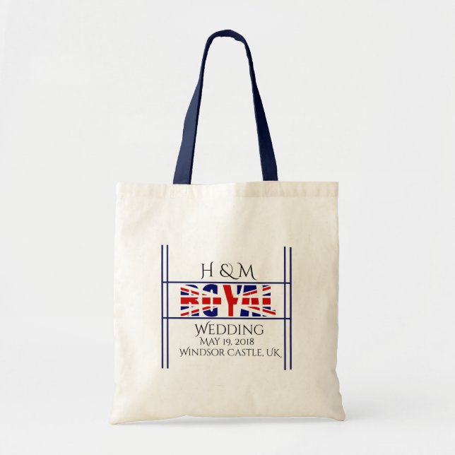 Tote Bag H et M les épousant royaux avec la date et (Devant)