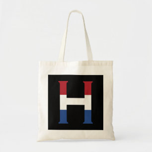 Tote Bag H Monogramme superposé sur le drapeau NLD sur bk b