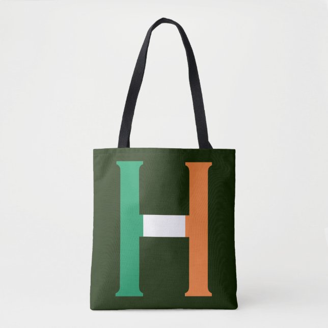 Tote Bag H Monogramme superposé sur le pavillon irlandais (Devant)