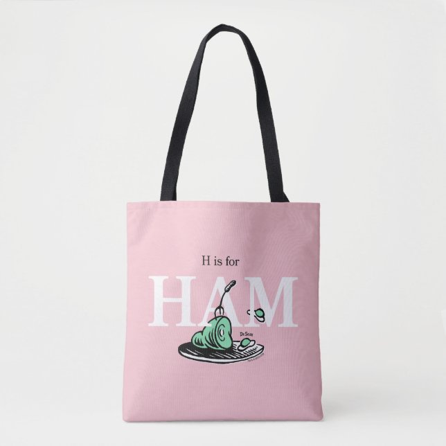 Tote Bag "H pour JAMBON" | Conception de l'alphabet (Devant)