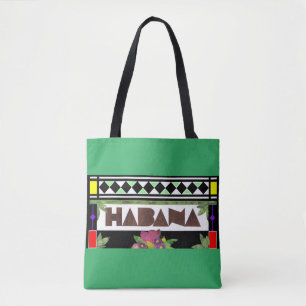 Tote Bag HABANA Verre Tiré Impression Rim Vert