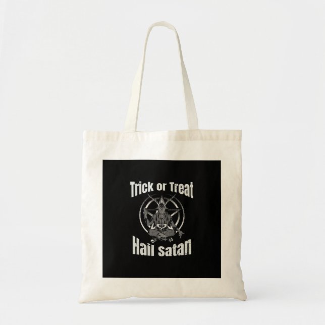 Tote Bag Hail Satan Pentagram Goat Halloween (Devant)