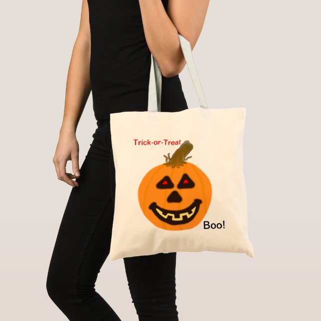 Tote Bag Hallloween orange Jack-o-lanterne (Devant (produit))