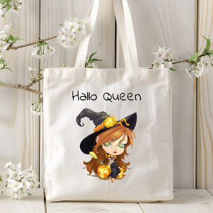 Tote Bag Hallo Queen Cute Witch   Halloween