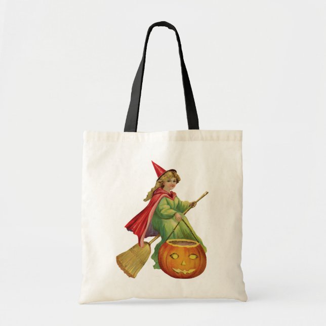 Tote Bag Halloween à l'ancienne, sorcière (Devant)
