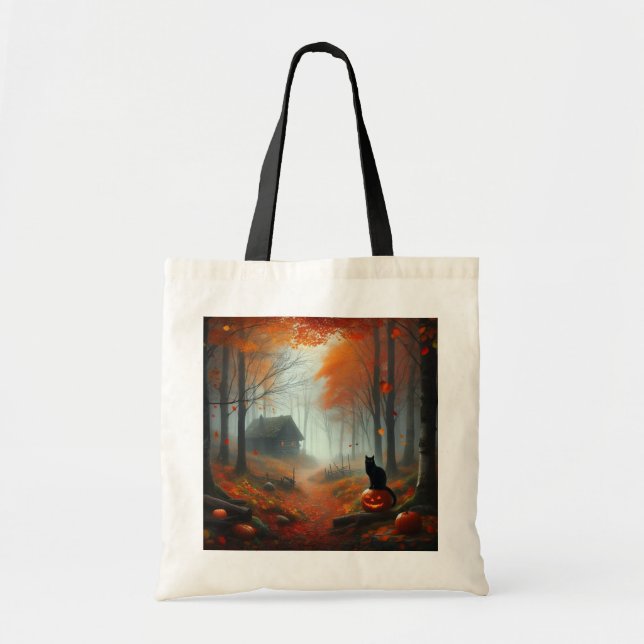 Tote Bag Halloween/Automne/Automne/citrouille/chat (Devant)