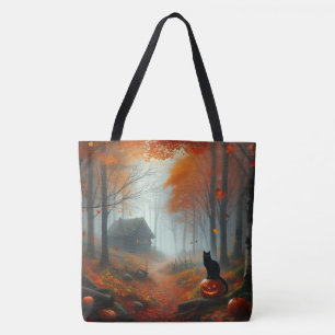 Tote Bag Halloween/Automne/Automne/citrouille/chat