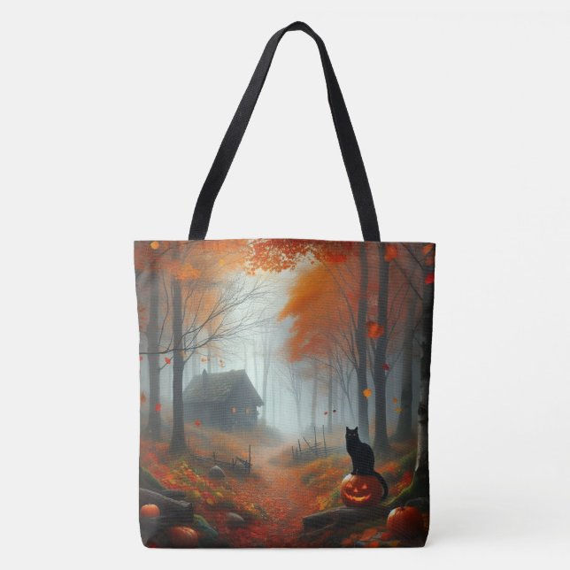 Tote Bag Halloween/Automne/Automne/citrouille/chat (Devant)