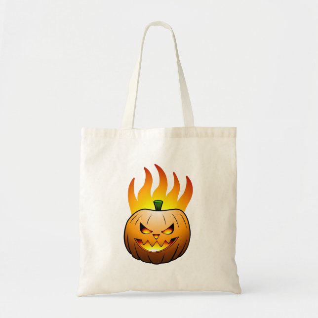 Tote Bag Halloween avec Jack O'lantern enflammé (Devant)