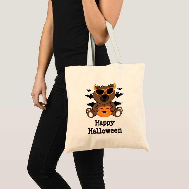 Tote Bag Halloween bear pumpkin Cool cute Personalize (Devant (produit))
