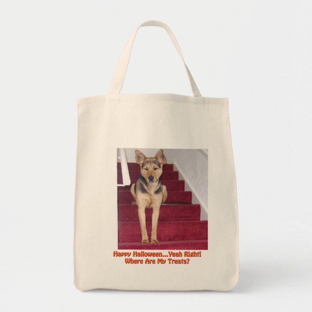 Tote Bag Halloween Berger Allemand Chien Où Sont Mes Traite (Devant)