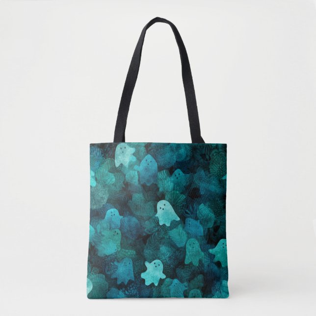 Tote Bag Halloween Blue Ghosts (Devant)