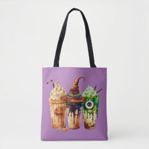 Tote Bag Halloween Boisson café Aquarelle Trio