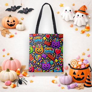 Tote Bag Halloween bonbons de dessin animé vibrant Tour ou
