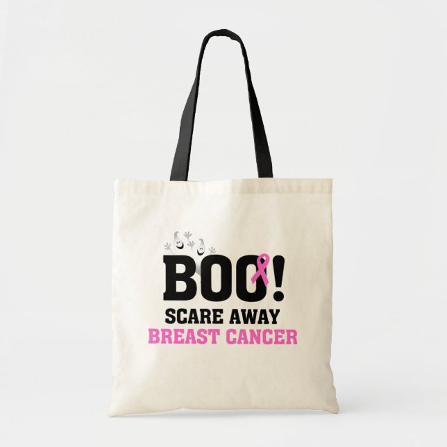 Tote Bag Halloween BOO Cancer du sein Trou ou traitement (Devant)