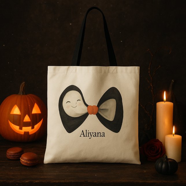 Tote Bag Halloween Bow Cute Boo Ghost (Créateur téléchargé)