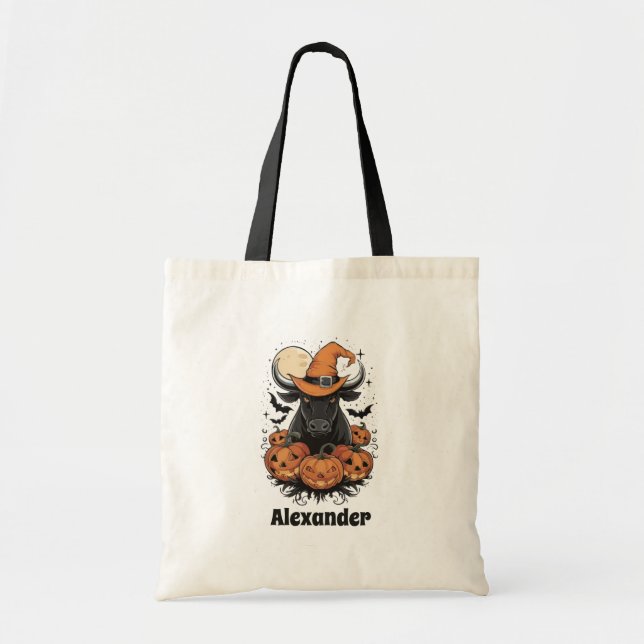 Tote Bag Halloween Bull Witch Personnalisé Halloween (Devant)
