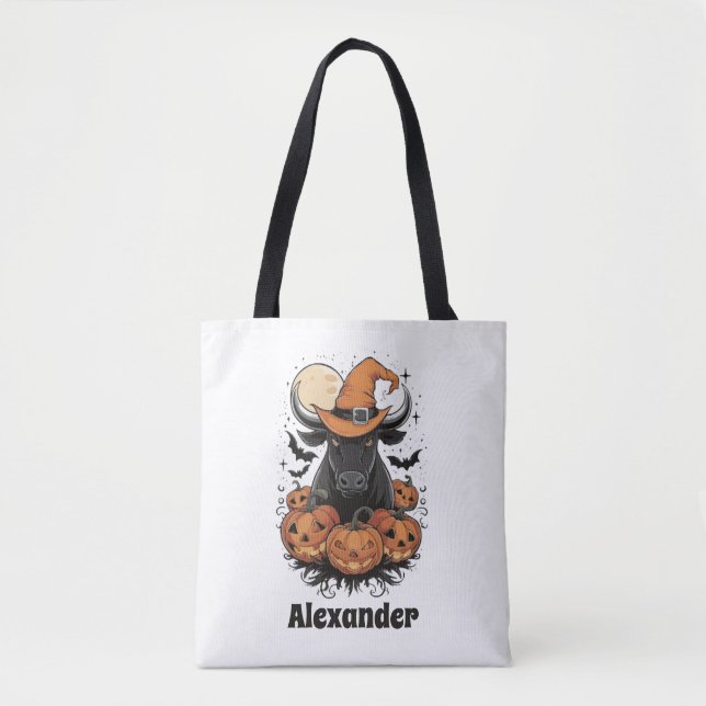 Tote Bag Halloween Bull Witch Personnalisé Halloween (Devant)