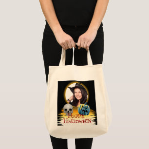Tote Bag Halloween cadre photo crâne Jack-o'-lantern