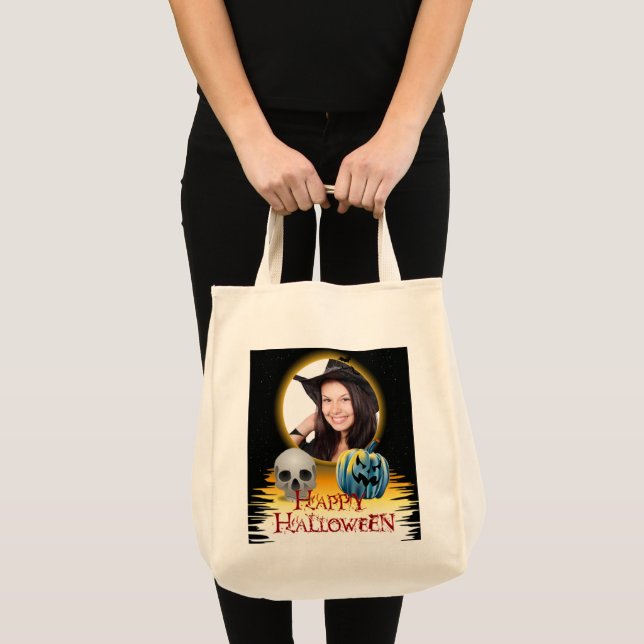 Tote Bag Halloween cadre photo crâne Jack-o'-lantern (Devant (produit))