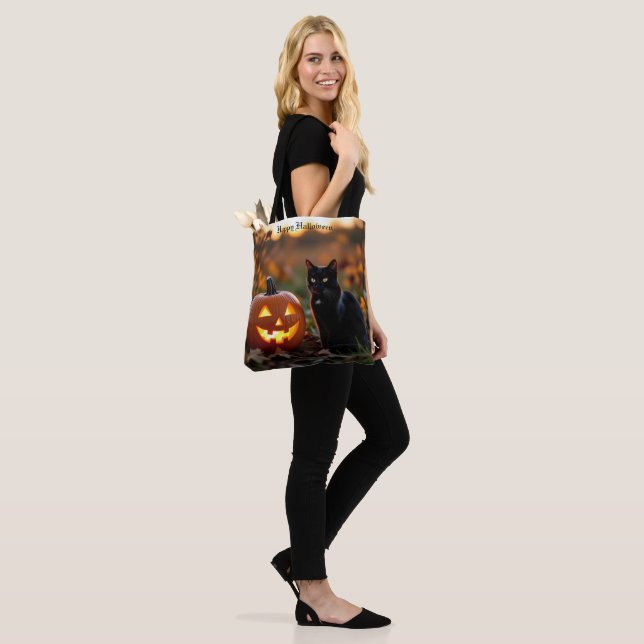 Tote Bag Halloween. Chat (Sur le modèle)