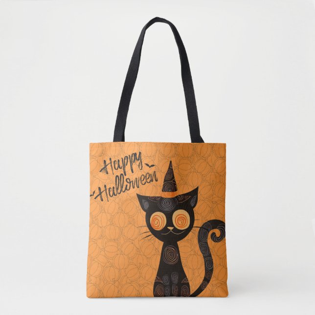 Tote Bag Halloween/chat/citrouille/automne (Devant)