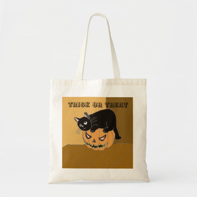 Tote Bag Halloween chats et Citrouilles (Devant)