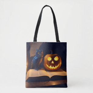 Tote Bag Halloween Chouette Citrouille mignonne Éffrayante 