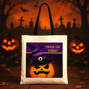 Tote Bag Halloween Citrouille Enfants Trou ou traitement