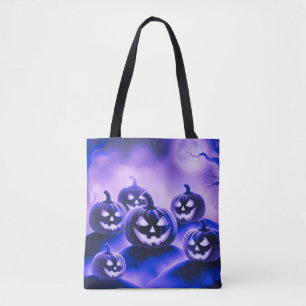 Tote Bag Halloween Citrouille violet