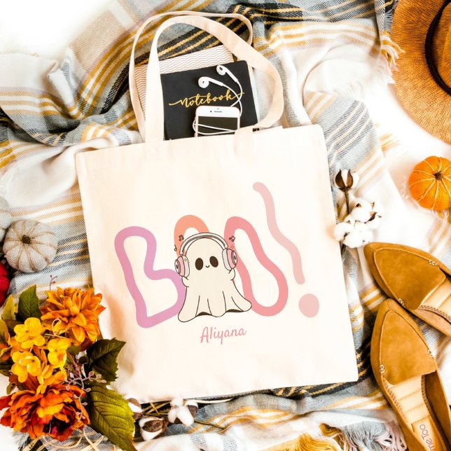 Tote Bag Halloween coloré Cute Boo Ghost (Créateur téléchargé)