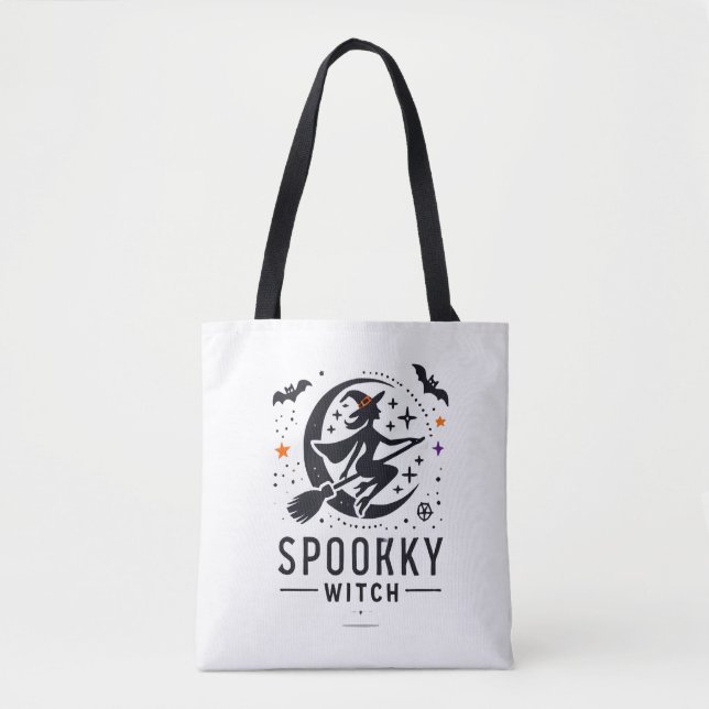 Tote Bag Halloween Conception de sorcière Éffrayante - Vol  (Devant)